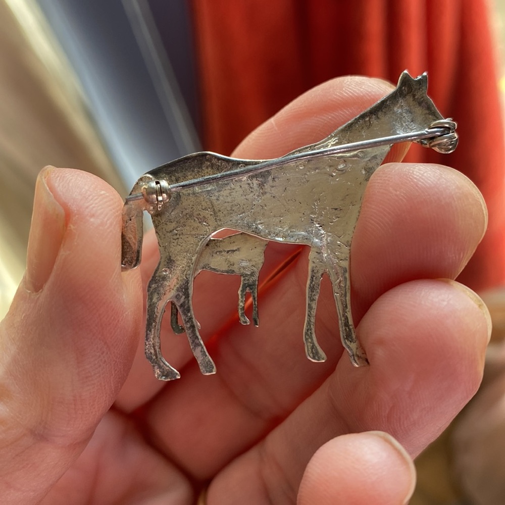 Sterling Silver Horse and Foal Pin - Picture 8 of 11